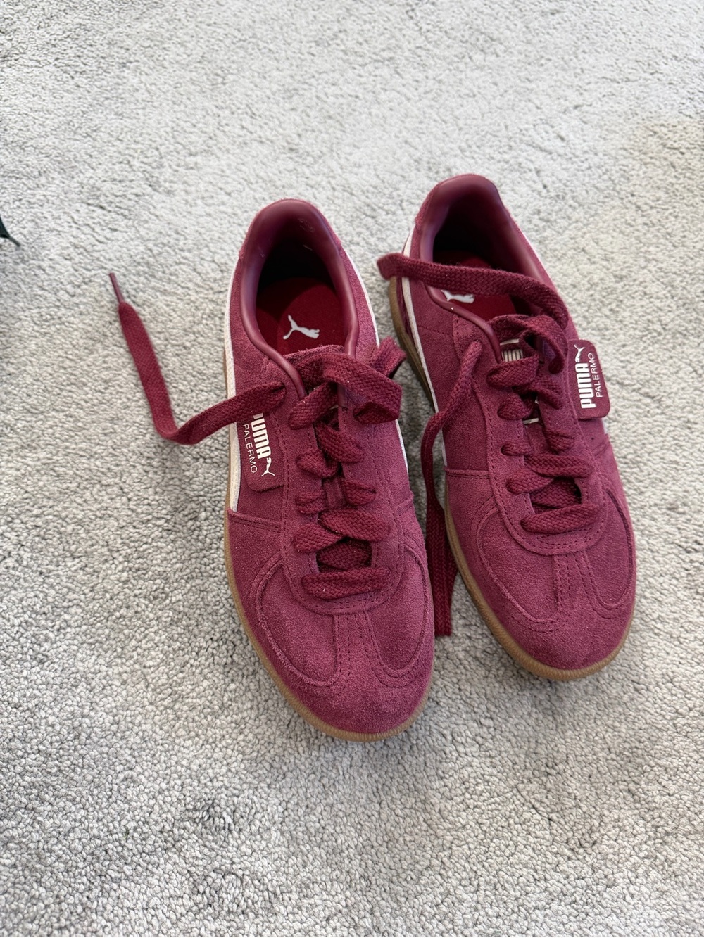 Puma Burgundy Suede Low-Top Sneakers